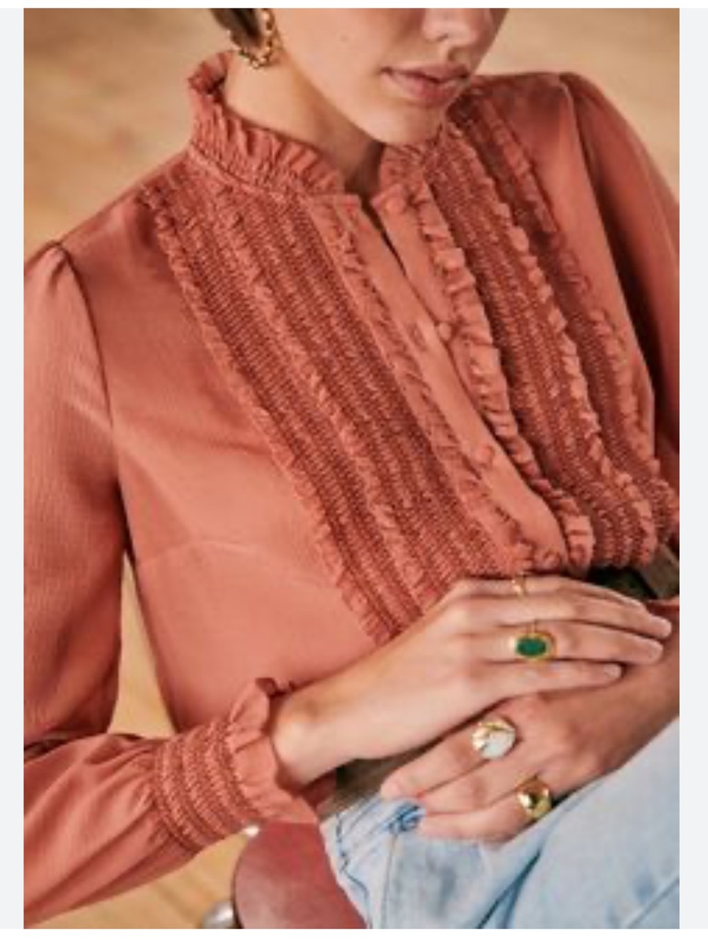 Sezane Ruffled Gasby Blouse - Picture 1 of 14